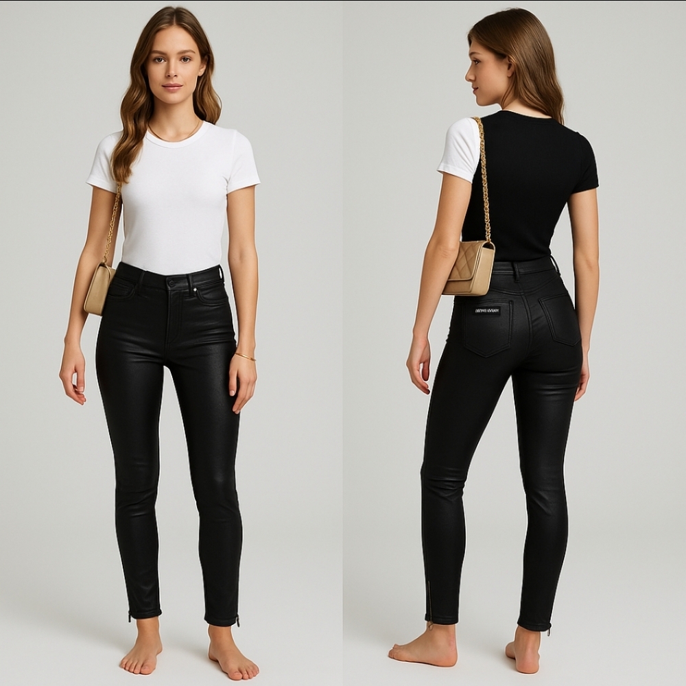 Burberry black skinny jeans with bottom outher side zippers. Size 27. Used